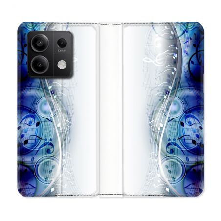 Housse cuir portefeuille pour Xiaomi Redmi Note 13 5G Musique Partition Vague