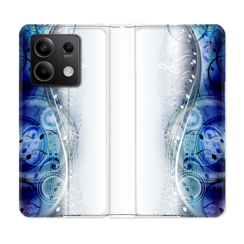 Housse cuir portefeuille pour Xiaomi Redmi Note 13 5G Musique Partition Vague