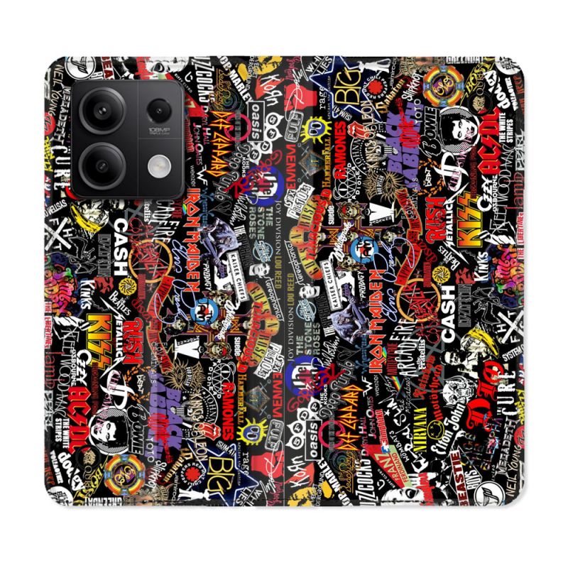 Housse cuir portefeuille pour Xiaomi Redmi Note 13 5G Musique Rock Groupe