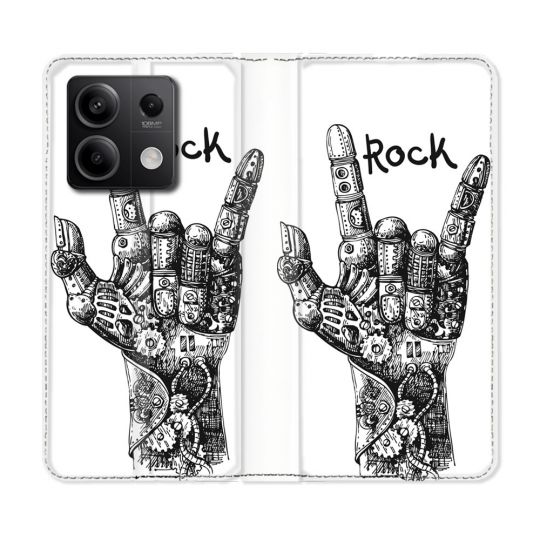Housse cuir portefeuille pour Xiaomi Redmi Note 13 5G Musique Rock Main