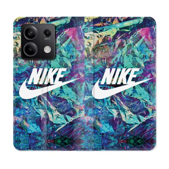 Housse cuir portefeuille pour Xiaomi Redmi Note 13 5G Nike Turquoise