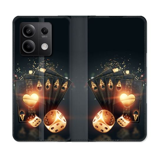 Housse cuir portefeuille pour Xiaomi Redmi Note 13 5G Poker Des
