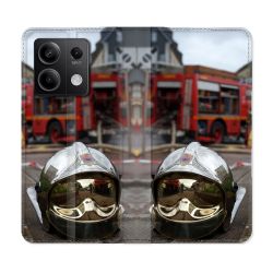 Housse cuir portefeuille pour Xiaomi Redmi Note 13 5G Pompier Casque Camion