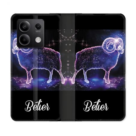 Housse cuir portefeuille pour Xiaomi Redmi Note 13 5G Signe Zodiaque 2 Bélier