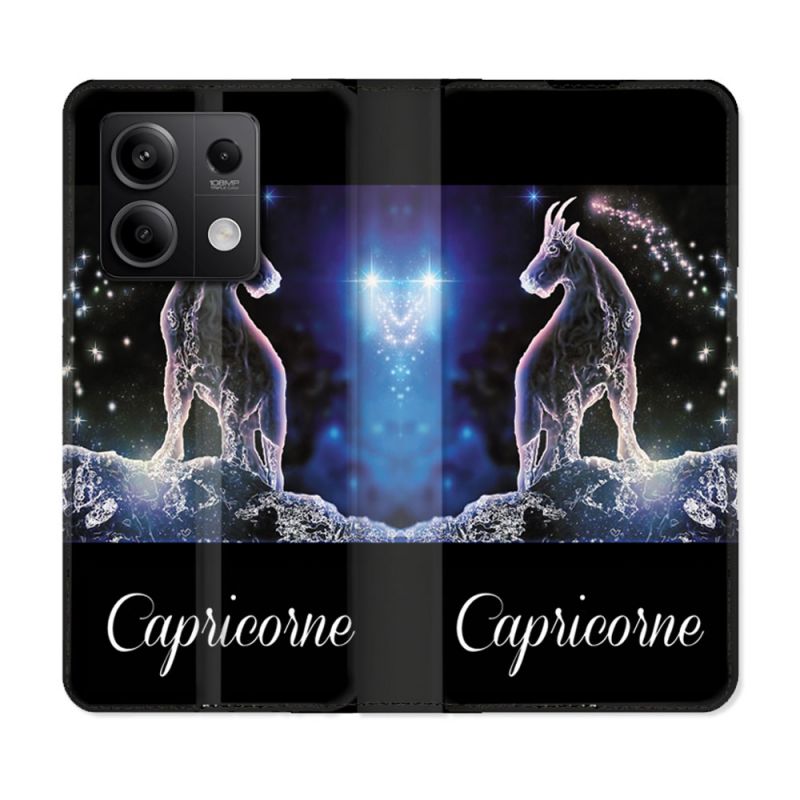 Housse cuir portefeuille pour Xiaomi Redmi Note 13 5G Signe Zodiaque 2 Capricorne