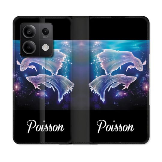 Housse cuir portefeuille pour Xiaomi Redmi Note 13 5G Signe Zodiaque 2 Poisson