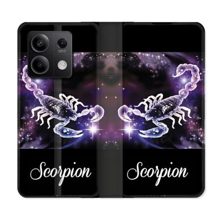 Housse cuir portefeuille pour Xiaomi Redmi Note 13 5G Signe Zodiaque 2 Scorpion
