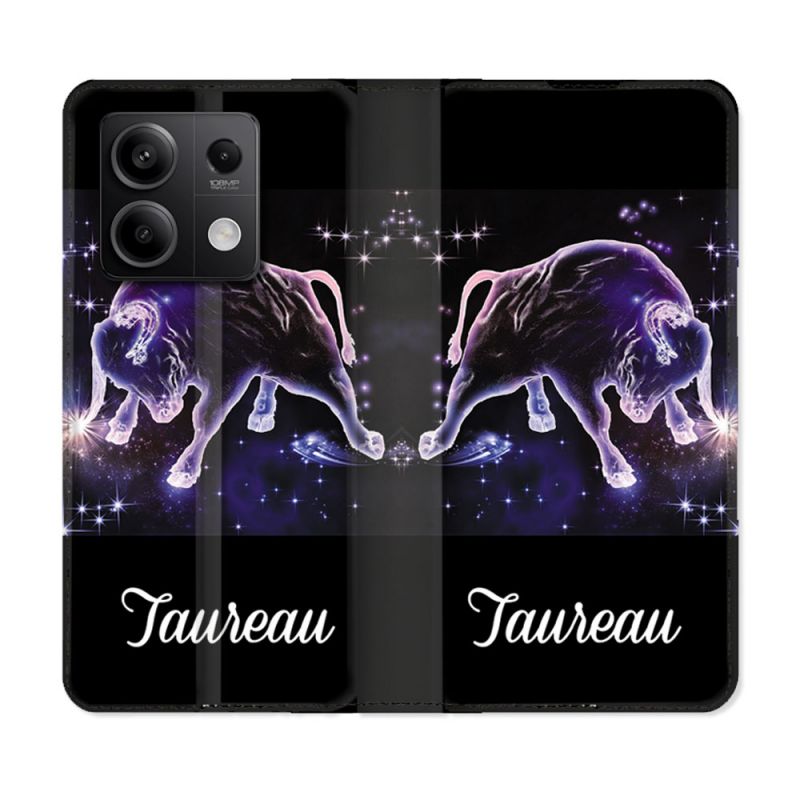 Housse cuir portefeuille pour Xiaomi Redmi Note 13 5G Signe Zodiaque 2 Taureau