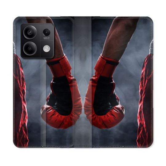 Housse cuir portefeuille pour Xiaomi Redmi Note 13 5G Sport Boxe Gant Rouge