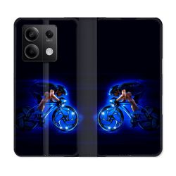 Housse cuir portefeuille pour Xiaomi Redmi Note 13 5G Sport Cyclisme Bleu