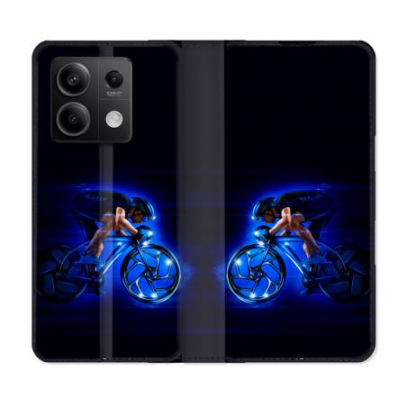 Housse cuir portefeuille pour Xiaomi Redmi Note 13 5G Sport Cyclisme Bleu