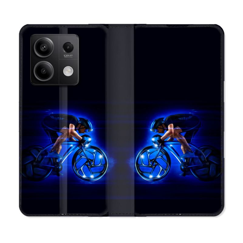 Housse cuir portefeuille pour Xiaomi Redmi Note 13 5G Sport Cyclisme Bleu
