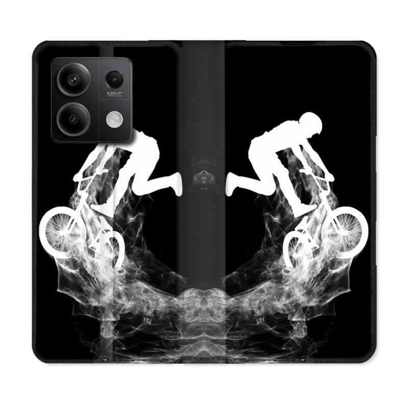 Housse cuir portefeuille pour Xiaomi Redmi Note 13 5G Sport VTT Noir