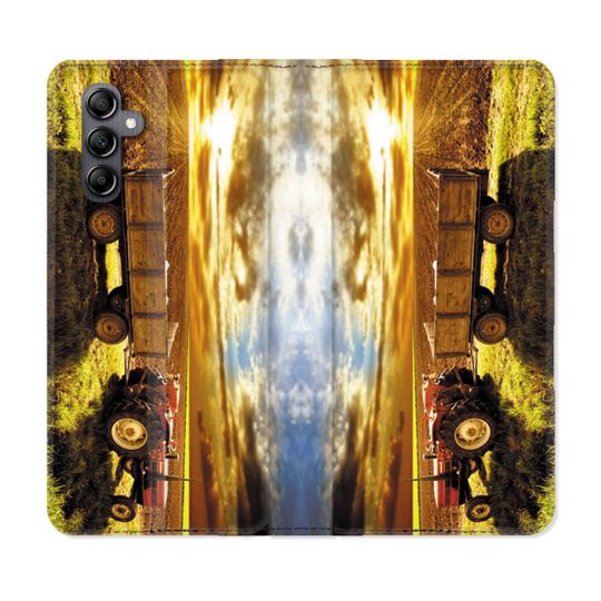Housse Cuir Portefeuille pour Samsung Galaxy S24 Agriculture Tracteur Color