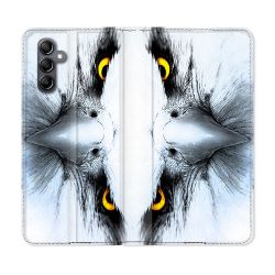 Housse Cuir Portefeuille pour Samsung Galaxy S24 Animal Aigle Royal Blanc