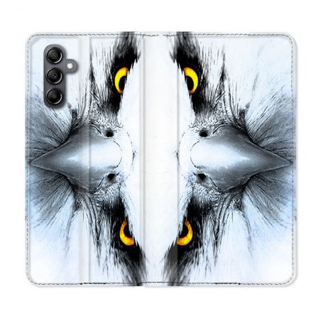 Housse Cuir Portefeuille pour Samsung Galaxy S24 Animal Aigle Royal Blanc