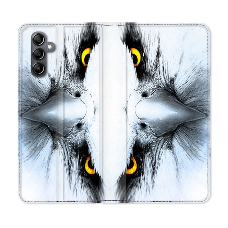 Housse Cuir Portefeuille pour Samsung Galaxy S24 Animal Aigle Royal Blanc