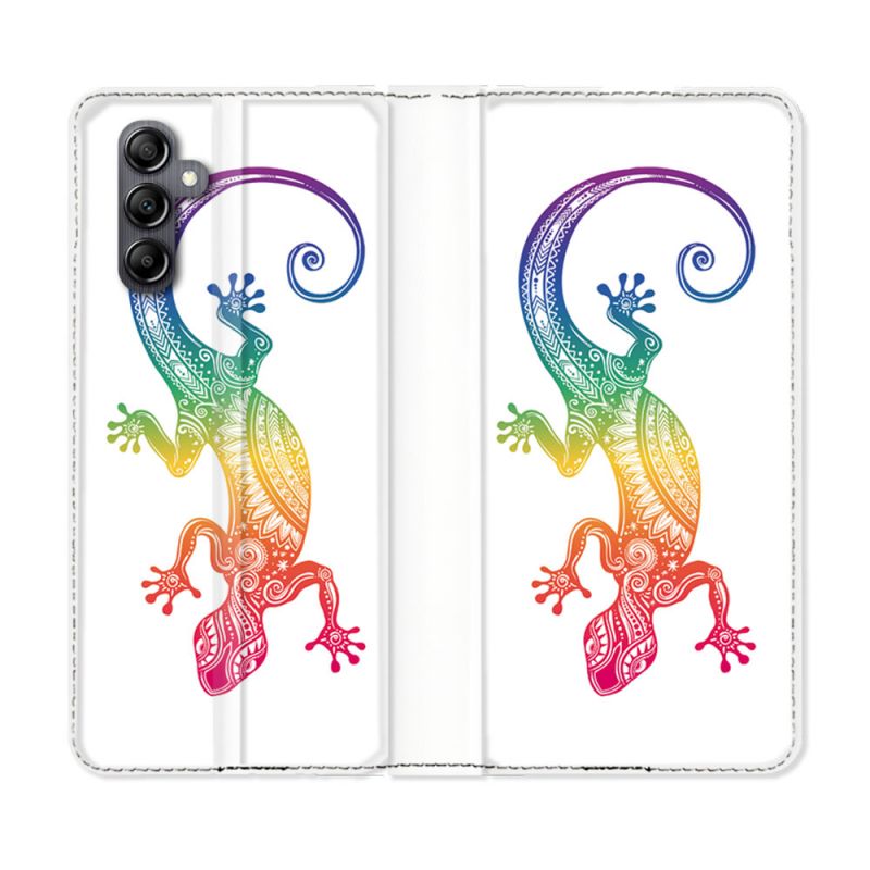 Housse Cuir Portefeuille pour Samsung Galaxy S24 Animal Salamandre Color