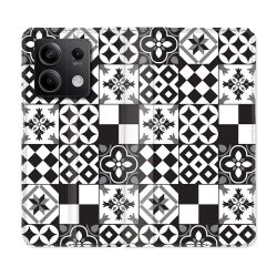 Housse cuir portefeuille pour Xiaomi Redmi Note 13 5G Texture Carreau Ciment Noir