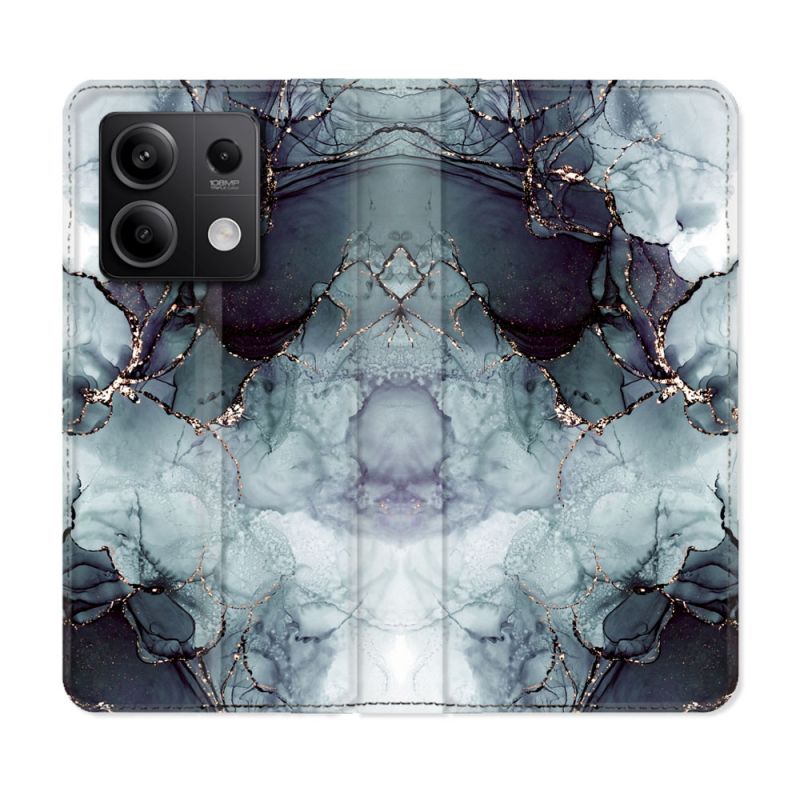Housse cuir portefeuille pour Xiaomi Redmi Note 13 5G Texture Marbre Gris