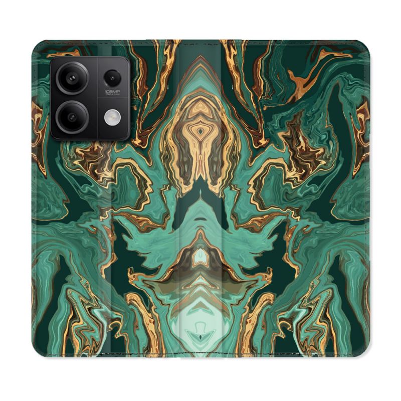 Housse cuir portefeuille pour Xiaomi Redmi Note 13 5G Texture Marbre Vert
