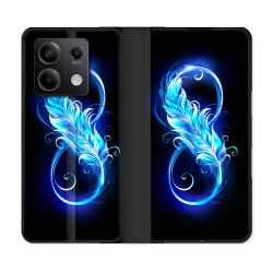 Housse cuir portefeuille pour Xiaomi Redmi Note 13 5G Texture Plume Infini Bleu