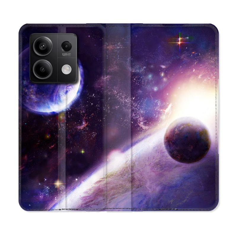 Housse cuir portefeuille pour Xiaomi Redmi Note 13 5G Univers Planete Stellaire