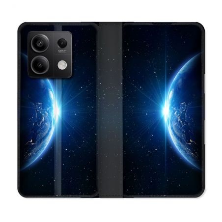Housse cuir portefeuille pour Xiaomi Redmi Note 13 5G Univers Planete Terre