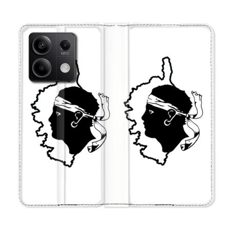 Housse cuir portefeuille pour Xiaomi Redmi Note 13 5G Voyage Corse Blanc