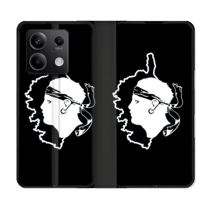 Housse cuir portefeuille pour Xiaomi Redmi Note 13 5G Voyage Corse Noir