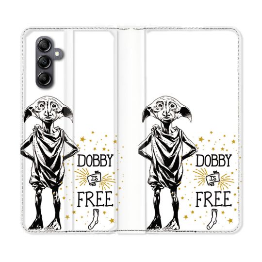 Housse Cuir Portefeuille pour Samsung Galaxy S24 Harry Potter Dobby Free Blanc