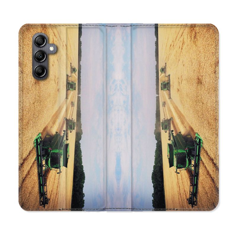 Housse Cuir Portefeuille pour Samsung Galaxy A15 4G / 5G Agriculture Moissonneuse