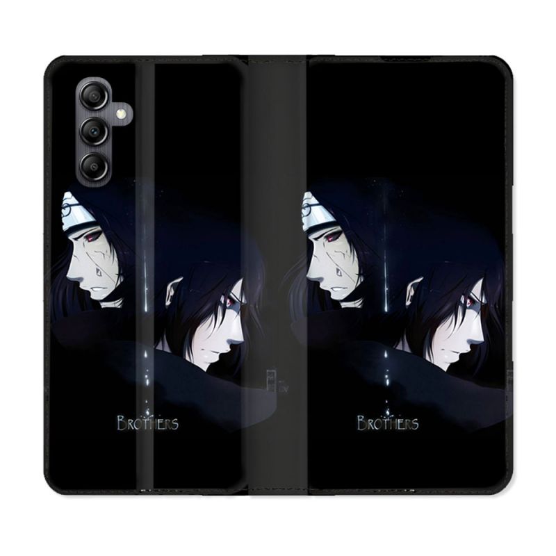 Housse Cuir Portefeuille pour Samsung Galaxy S24 Manga Naruto Sasuke Itachi