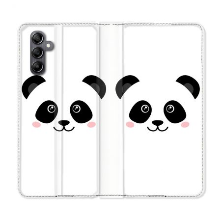 Housse Cuir Portefeuille pour Samsung Galaxy A15 4G / 5G Animal Panda Blanc