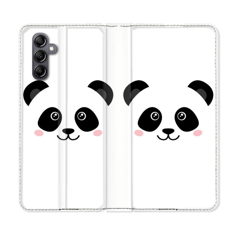 Housse Cuir Portefeuille pour Samsung Galaxy A15 4G / 5G Animal Panda Blanc