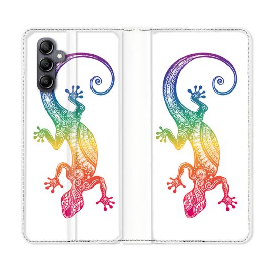 Housse Cuir Portefeuille pour Samsung Galaxy A15 4G / 5G Animal Salamandre Color