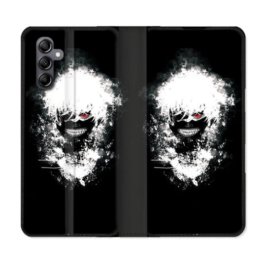 Housse Cuir Portefeuille pour Samsung Galaxy S24 Manga Tokyo Ghoul Kaneki Tag