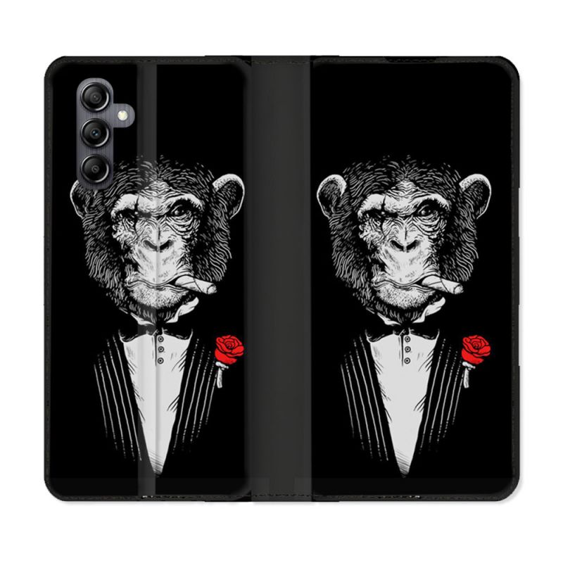 Housse Cuir Portefeuille pour Samsung Galaxy A15 4G / 5G Decale Singe Mafia