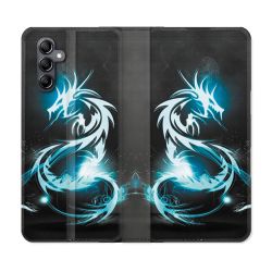 Housse Cuir Portefeuille pour Samsung Galaxy A15 4G / 5G Fantastique Dragon Bleu
