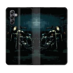 Housse Cuir Portefeuille pour Samsung Galaxy S24 Moto Harley Vintage
