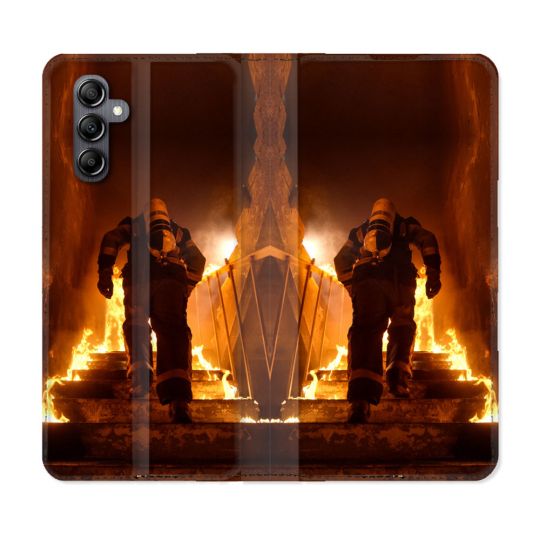 Housse Cuir Portefeuille pour Samsung Galaxy S24 Pompier Escalier