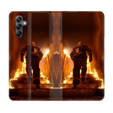 Housse Cuir Portefeuille pour Samsung Galaxy S24 Pompier Escalier