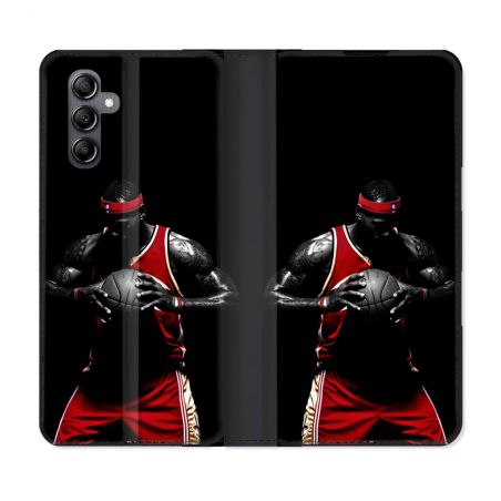 Housse Cuir Portefeuille pour Samsung Galaxy S24 Sport Basketeur