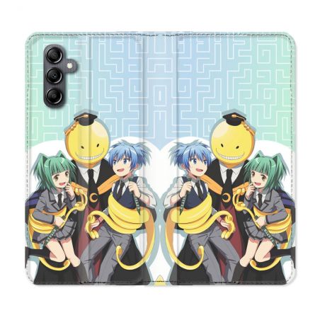 Housse Cuir Portefeuille pour Samsung Galaxy A15 4G / 5G Manga Assassination Classroom Kuro Trio