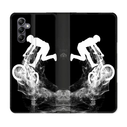 Housse Cuir Portefeuille pour Samsung Galaxy S24 Sport VTT Noir