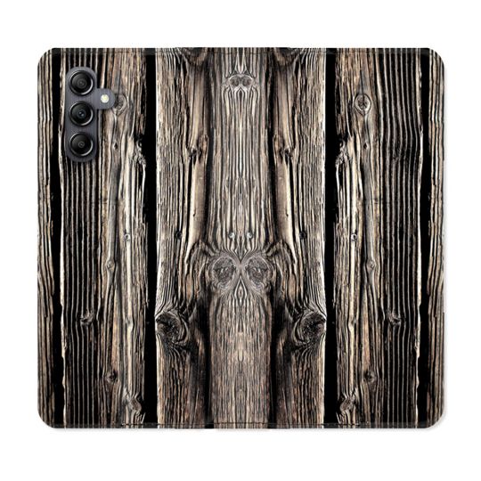 Housse Cuir Portefeuille pour Samsung Galaxy S24 Texture Bois