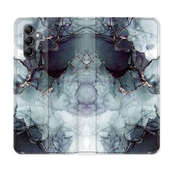 Housse Cuir Portefeuille pour Samsung Galaxy S24 Texture Marbre Gris