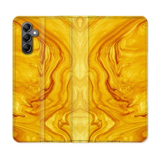 Housse Cuir Portefeuille pour Samsung Galaxy S24 Texture Marbre Jaune