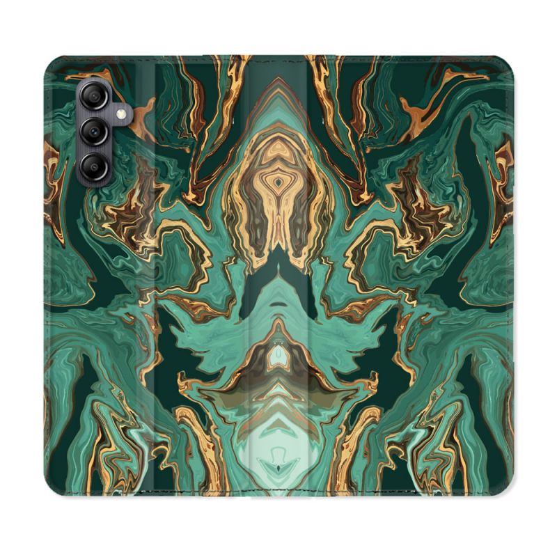 Housse Cuir Portefeuille pour Samsung Galaxy S24 Texture Marbre Vert