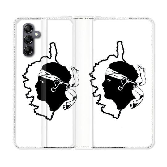 Housse Cuir Portefeuille pour Samsung Galaxy S24 Voyage Corse Blanc